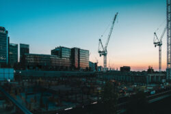 Building site at sunset